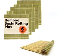BambooMN Set di 6 tappetini per sushi in bambù verde, 24,1 cm, in bambù naturale