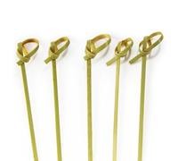 BambooMN Spiedini annodati in bambù verde da 8,9 cm, per cocktail e hors' d'oeuvres Party Supplies, 100 pezzi