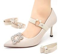 Bamboopack 2 paia di cinturini elastici per scarpe da donna, con fibbia rimovibile, accessori elastici di ricambio per caviglia, lacci elastici di ricambio per caviglia, lacci per scarpe con tacco