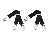 Bamboopack 2 pz/coppia clip elastica regolabile per calza reggicalze cintura in acciaio inox bidirezionale fibbia a becco d'anatra bretella clip di fissaggio bretelle camicie soggiorno supporto(nero)