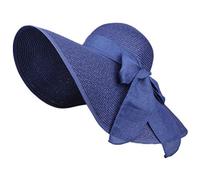 Cappello estivo da donna in paglia a tesa larga, protezione solare, cappello di paglia estivo pieghevole cappello da sole cappello da spiaggia UPF 50+ (blu)