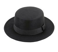 bamboopack Classico Piatto Nero Top Brim Fedora Hat Panama Hat Felt Church Derby cap Pork Pie Hat Jazz Hat with Belt for Women Men