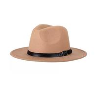 Bamboopack Fedora - Cappello a tesa larga con fibbia per cintura, cappello piatto jazz per ballare, matrimoni, spettacoli, feste, spettacoli, uso quotidiano, Kaki, M