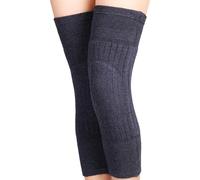 Bamboopack Scaldamuscoli per ginocchio in lana spessa unisex, fascia elastica lunga per ginocchio, invernale, termica, protezione, supporto, scaldamuscoli per ginocchia (Grigio)