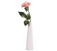 Bamboopack Vaso in ceramica bianca, alto e conico, con piccoli boccioli, vaso a stelo singolo, decorazione per la casa, centrotavola floreale per fiori e ufficio, decorazione per la casa e per
