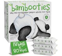 Bambooties Salviette per bambini in bambù, non profumate, a base vegetale, per pelli sensibili, a base d'acqua, per pelli sensibili al bambino, confezione da 1440 confezioni morbide da 80 ct