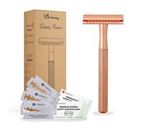 Bamboozy Safety Razor con 20 lamette - Rasoio per uomo e donna - Acciaio inossidabile - Zero Waste - Double Edge - Rasoio bagnato - Oro rosa