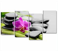Bambu e pietre nere Quadro su tela 152x78 bagno centro estetico orchidea stampa