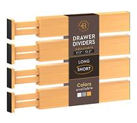 Bambüsi Divisori per cassetti in bambù, regolabili per cassetti standard di dimensioni da 31 cm a 43,9 cm, separatore espandibile per cassetti da cucina, per utensili, cassettiere, vestiti, camera da