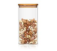 Barattolo squadrato con coperchio ermetico in bambù con anello in silicone, 6 x 25 x 6 cm, 500 ml