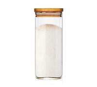 bambuswald© Barattolo con Coperchio Ermetico in 100% Bambù Ecologico, Vasetto di Vetro Ideale per Spezie, Erbe Aromatiche, Caffè, Tè, Provviste, Müsli, Pasta, Lavabile in Lavastoviglie, 300 ml