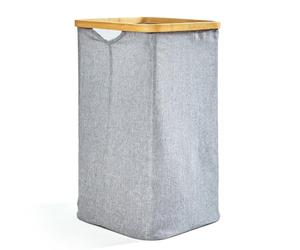bambuswald© Cesto della Biancheria Pieghevole, con Anello in Bambù Ecologico, Cesta per la Panni, ca. 50x32 cm & 50 L