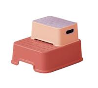 BAMFY Plastica Bambino Sgabello per Il Bagno Lavandino per Bambini Doppio Strato Rimovibile Sgabello da Toilette Adulto Accovacciato Combinazione Portatile Sgabello per Cacca(Pink)
