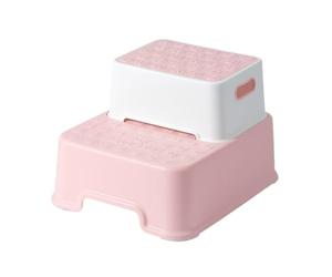 BAMFY Plastica Bambino Sgabello Per Il Bagno Lavandino Per Bambini Doppio Strato Rimovibile Sgabello Da Toilette Adulto Accovacciato Combinazione Portatile Sgabello Per Cacca(Pink A)