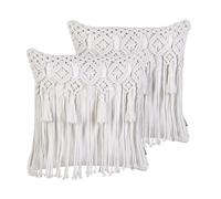 BAMIAN Set di 2 cuscini Trama geometrica Bianco sporco 45 x 45 cm Cotone