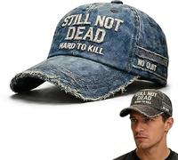 Bamideo Berretto da baseball con scritta "Still Not Dead", regolabile, vintage, difficile da uccidere, cappello con scritta "I Ain't Dead Yet", cappello ricamato per uomini e donne, Blu, Taglia unica