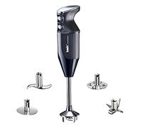 bamix Frullatore a immersione M350 MAXX incl. lama multiuso, per carni e verdure, frusta, frullino in acciaio inox, 350 watt, 2 velocità, Made in Switzerland, Nero/cromo