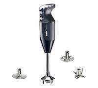 bamix Frullatore a immersione sbattitore M250 PRIME incl. lama multiuso, frusta, frullino in acciaio inox, 250 watt, 2 velocità, Made in Switzerland, Nero/cromo