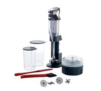 bamix M350 MAXX - Set frullatore a immersione con supporto, 2 bicchieri, 4 attrezzi, processore, spatola, spazzola per la pulizia, 300 Watt, prodotto in Svizzera, argento/cromo
