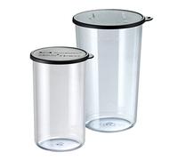 bamix Set di 2 bicchieri dosatori da 400 ml/600 ml, in plastica, resistenti al calore, con coperchio, trasparenti, lavabili in lavastoviglie