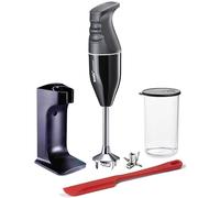 bamix Set frullatore a immersione EO180 CLASSIC PLUS incl. supporto, 1 bicchiere, 1 lama multiuso, spatola, 180 watt, Made in Switzerland, nero/bianco