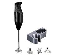 bamix Set frullatore a immersione G200 GASTRO PRO-2 con coltello multifunzione, attacco per frusta e rondella a percussione, supporto, 200 Watt, 2 livelli, in acciaio inox, Made in Switzerland, nero