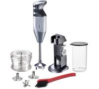 bamix Set frullatore a immersione M200 Chef's Favorite con supporto, 1 bicchiere, 3 pezzi, hacker, spazzola per la pulizia, 200 Watt, Made in Switzerland, rivestimento argentato/cromato