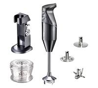 bamix Set frullatore a immersione M200 MONO C3 con coltello multifunzione, frusta, bicchiere, supporto, 200 Watt, 2 livelli, in acciaio inox, Made in Switzerland, nero