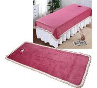 Bamjour Lenzuola per Lettino Massaggio, Coprilettino per Massaggi Spa Professionale Coprilettino per Massaggi per con Foro per Salone di Bellezza (Rosso purpureo)