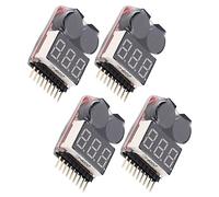 Bamjour Lipo Checker, 4 Pezzi 2 in 1 1 8S Tester di Tensione Lipo Monitor Allarme Cicalino di Bassa Tensione Monitor Tester RC Checker