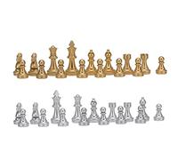 Bamjour Set di Scacchi da 32 Pezzi con Figure di Re da 0,93 Pollici - Pezzi PS in Oro e Argento per Adulti e Bambini