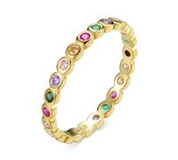 BAMOER Anello a fascia impilabile in argento sterling 925 con zirconia arcobaleno per donne, anelli di moda con pietre CZ scintillanti, gioiello regalo 7,5,9,6,8,10Argento 925