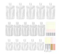 BAMTTOO 15 pezzi, 3 misure, 30 ml, 50 ml, 100 ml, portatile da viaggio, riutilizzabile, per lo squeeze, per il bagno, per lo shampoo, per la cura della pelle, per lo shampoo e lo squeezable bags,