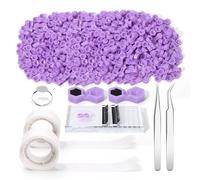 BAMTTOO 200PCS Diamond Lash Glue Cup Glue Rings Lash Extension Ring Cups for Eyelash Extension Supplies Eyebrow Tattoo Falselash Holder Crystal Eyelash Pallet (200pcs Purple Diamond Cups Set)
