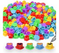 BAMTTOO 200pcs Tattoo Ink Cup Mix Color Disposable Plastic Heart Tattoo Pigment Cup Eyebrow Eyeliner Lip Color Pigment Cap Tattoo Ink Holder