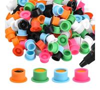 BAMTTOO 200pcs Tattoo Ink Cup Mix Color Disposable Silicone Pigment Cups Eyebrow Eyeliner Lip Pigment Cap Tattoo Pigments Holder Microblading Tattoo Supplies