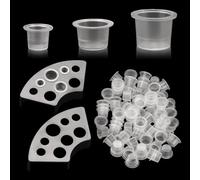 BAMTTOO 300pcs Tattoo Ink Cups with 2pcs Cup Holders Mix Sizes Disposable Tattoo Ink Caps for Pigment Tattoo Kit Tattoo Supply Tattoo Accessories
