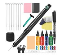 BAMTTOO Hand Tattoo Poke Pen Kit DIY Tattoo Tool Kit with 4pcs 30ml Ink 20pcs Needles Practice Skin Tattoo Practice Set for Beginners