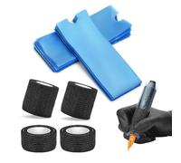 BAMTTOO Tattoo Pen Machine Covers with Grip Tapes 200pcs Tattoo Pen Covers 4pcs Tattoo Bandage Grip Wrap Blue Pen Bags Tattoo Supplies (200pcs Pen Bags+4pcs Grip Tape)