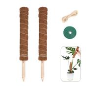 Bamworld 2 Pezzi Palo di Muschio per Piante, 42cm, Supporto per Monstera e Piante d'Appartamento con Totem e Picchetti in Fibra di Cocco per una Crescita Verticale