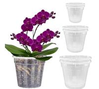 Bamworld 6 Vasi Trasparenti per Orchidee 15,5/14/10,9 cm - Vasi Plastica con Fori Drenaggio per Trapianto Piante Interno