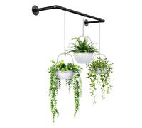 Bamworld Fioriere da appendere per piante da interno, supporto per piante per finestra, soffitto, asta in metallo nero per casa, giardino, decorazione da parete per soggiorno, cucina, camera da letto