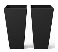 Bamworld Grandi Vasi per Piante Alti 76 cm per Interno ed Esterno, Set di 2 Fioriere Coniche in V-Resina, Design Moderno, Nero