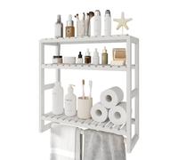 Bamworld Mobili da bagno in bambù a 3 ripiani, colore bianco