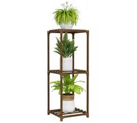 Bamworld Piccolo supporto per piante da interno a 3 ripiani per piante ad angolo esterno per più vasi Supporto per piante singolo per patio, balcone, giardino
