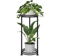 Bamworld Porta Piante a 2 Livelli da Interno, da Esterno Porta Piante in Metallo per Piante Multiple, Supporti Rotondi in Ferro per Piante Scaffale per Giardino Patio Soggiorno Angolo Balcone