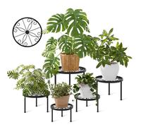 Bamworld Porta piante da esterno 5 pezzi in metallo Fioriera nera rotonda