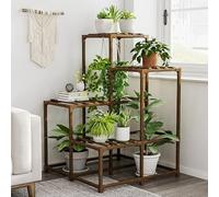 Bamworld Porta Piante da Esterno Portavasi da Interno Angolare Supporto per Piante Legno Portavaso Balcone 7 Scale in Vaso Arredo Giardino Bonsai Vaso(57x57x81cm)