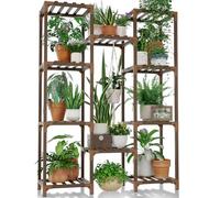Bamworld Porta Piante da Esterno Scaffale per Piante da Interno Alto Supporto per Piante Legno Sostiene più Vasi Arredo Giardino Bonsai Vaso