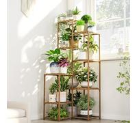 Bamworld Porta Piante da Interno ed Esterno 138.9 cm, Scaffale Angolare in Legno per Piante Multiple, Mensola per Balcone Giardino e Ufficio 05B